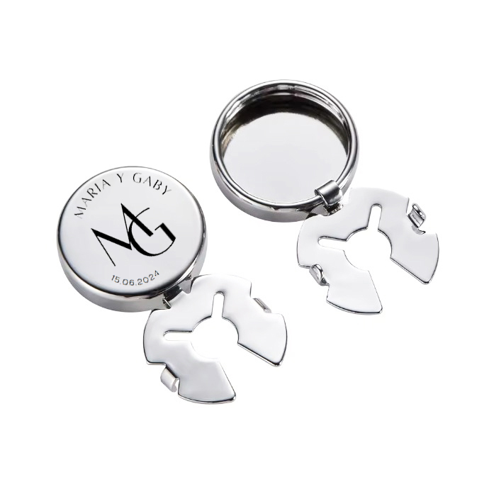 cubrebotones personalizados de plata